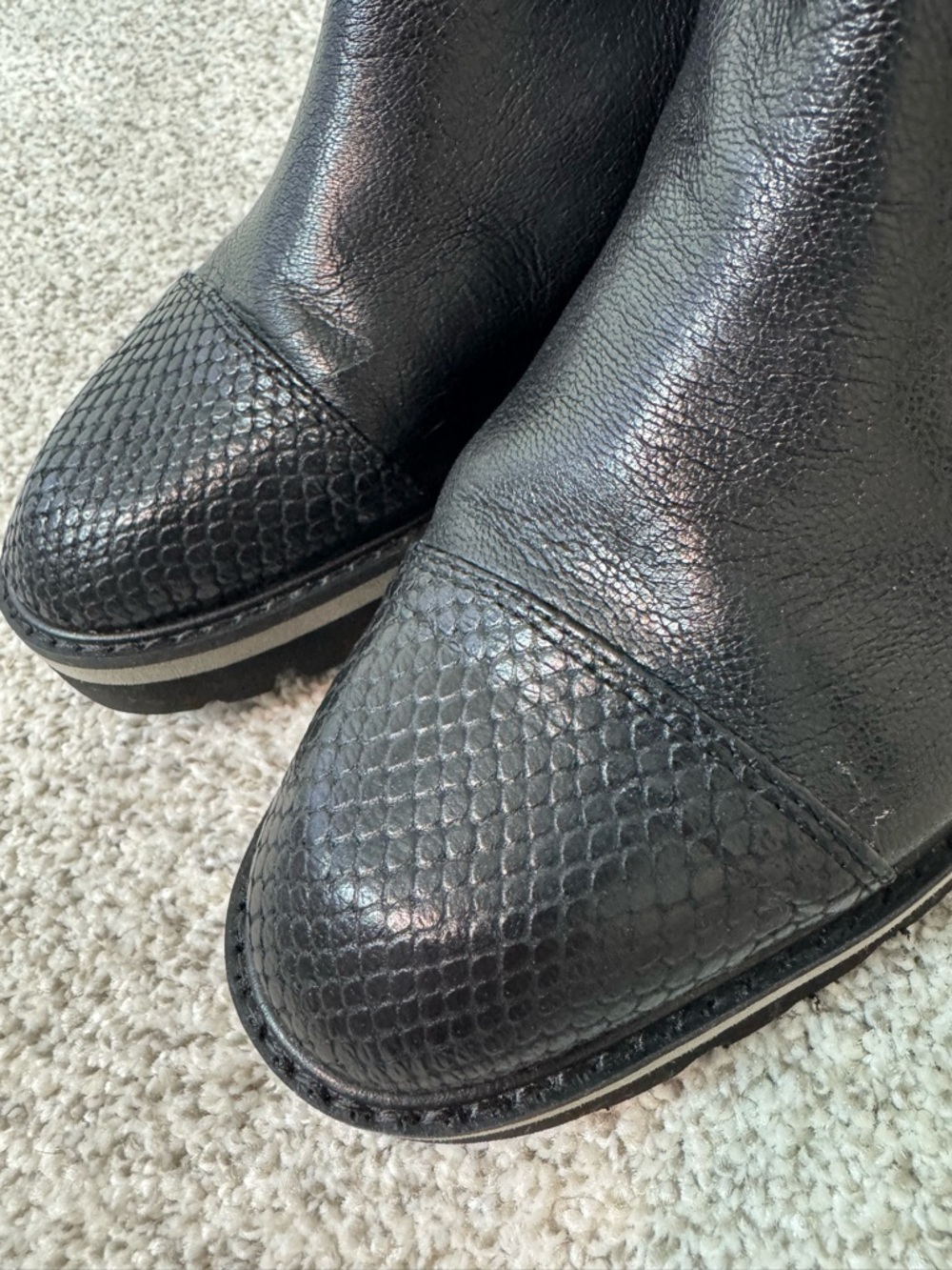 Donald J Pliner Tinsley Distressed Leather Wedge Bootie Black 7.5 Quiet Luxury - Picture 9 of 11